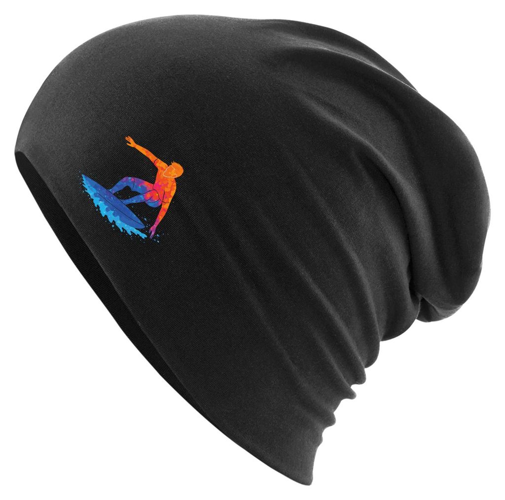 Huuraa Beanie Surfen bunte Silhouette Black One Size Baumwolle und Elasthan Mütze Geschenkidee