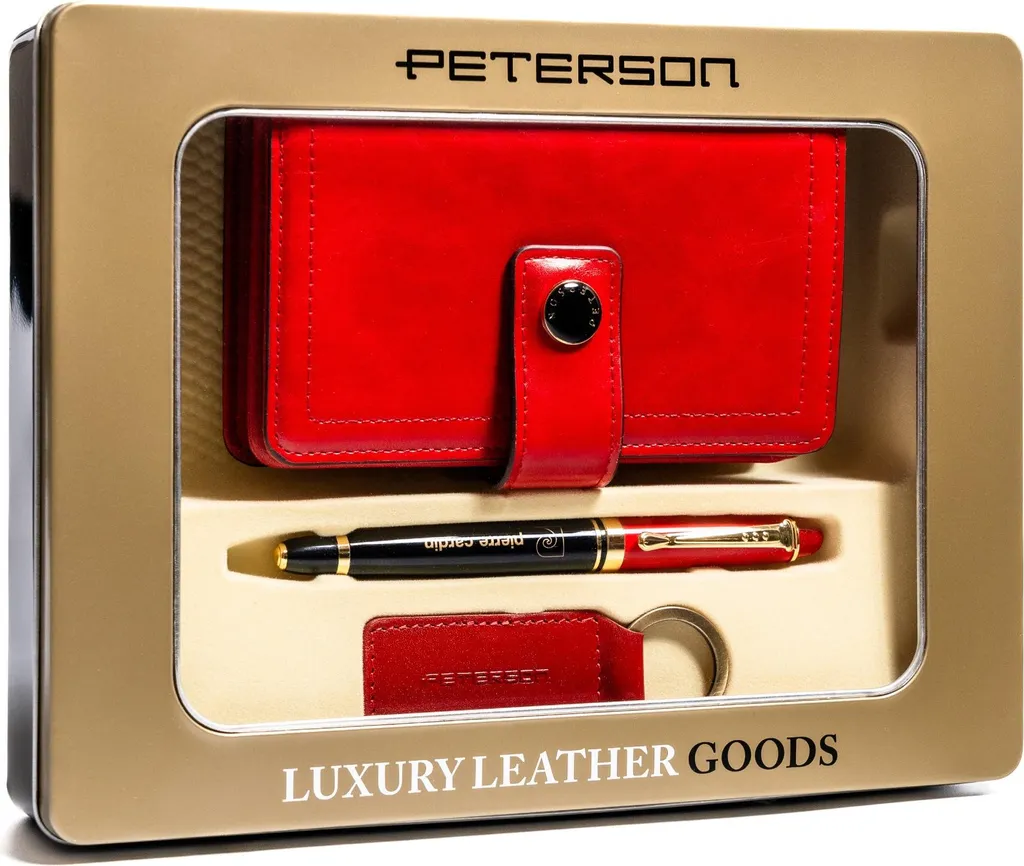 Set regalo: Peterson - Portafoglio elegante, con RFID, portachiavi e penna