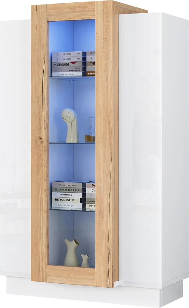 Petit Buffet Vitré 3 Portes - Solution de Rangement Lumineuse et Design - 8