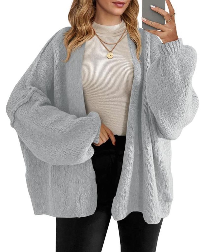 Oversize-Cardigan für Damen, offenes Design vorne, grob Produktbild 