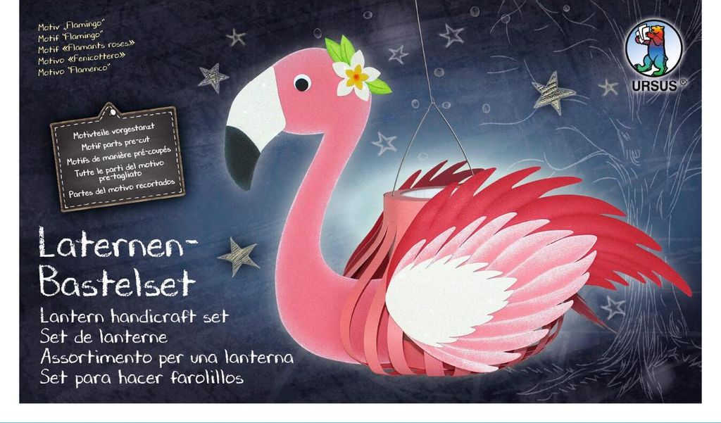 Ursus 18720008 - Laternen Bastelset, Flamingo, Set zum Basteln einer Laterne, für Kinder, inklusive Bastelanleitung, ideal für den nächsten Late...