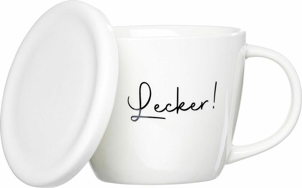 Ritzenhoff & Breker Suppentasse mit Deckel Soppa Lecker, Becher, Porzellan, Weiß, 460 ml, 428469
