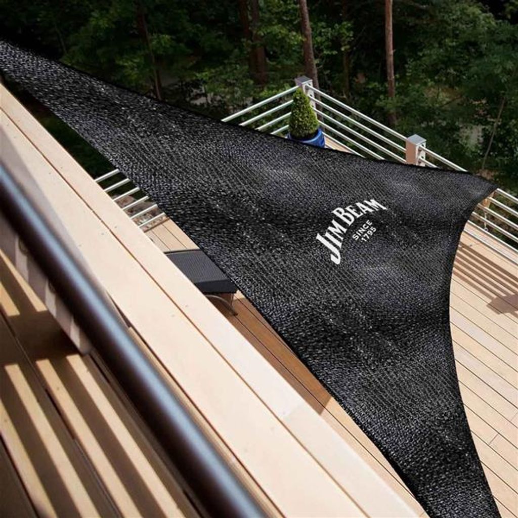 Jim Beam Sonnensegel Sonnenschutz Windschutz UV Schutz 5x5 m Dreieckig Schwarz inkl. Befestigungsset Zubehör