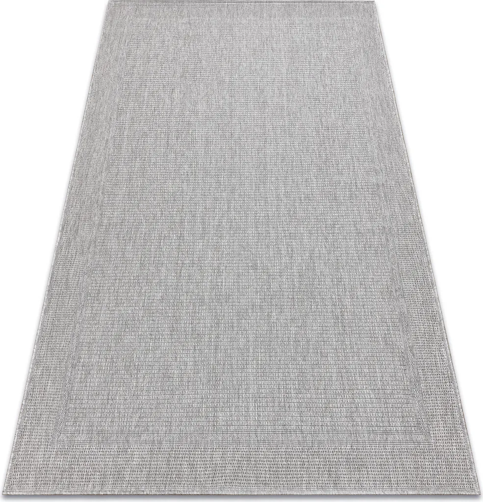 Tapis TIMO 5979 gris robuste cadre extérieur effet sisal 180x270 cm