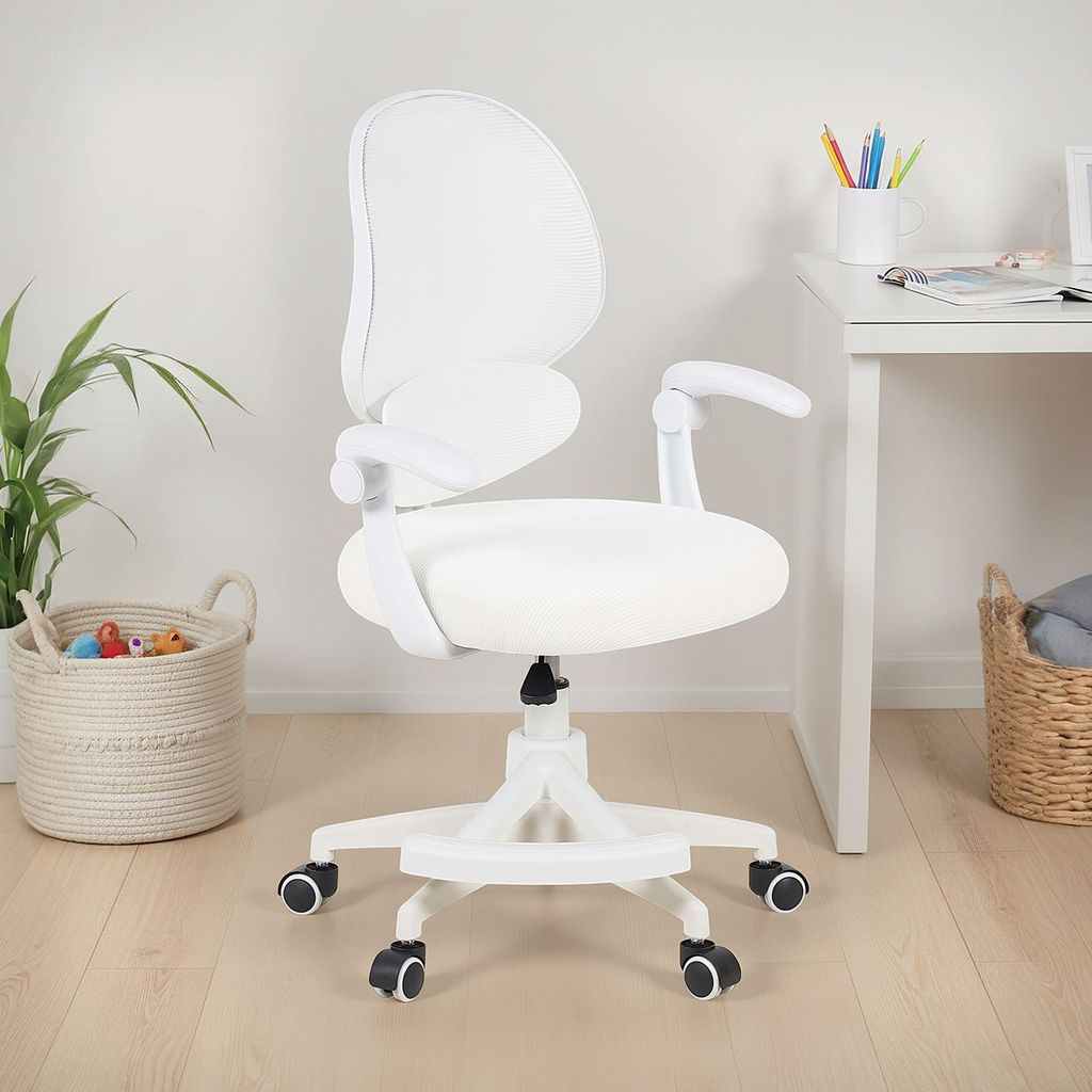 Schreibtischstuhl ISLA mit Fußstütze, Weiß - ergonomischer Produktbild 
