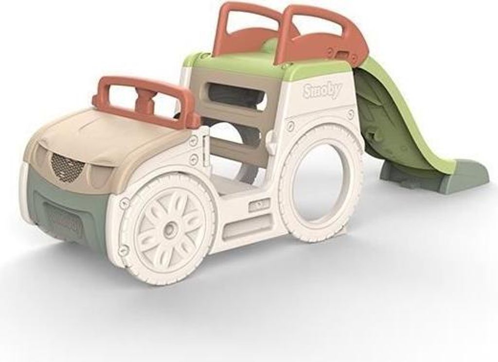 Spielhaus Auto mit Rutsche, Sandkasten, Fahrstation, Recyceltes Material, Ab 18 Monaten