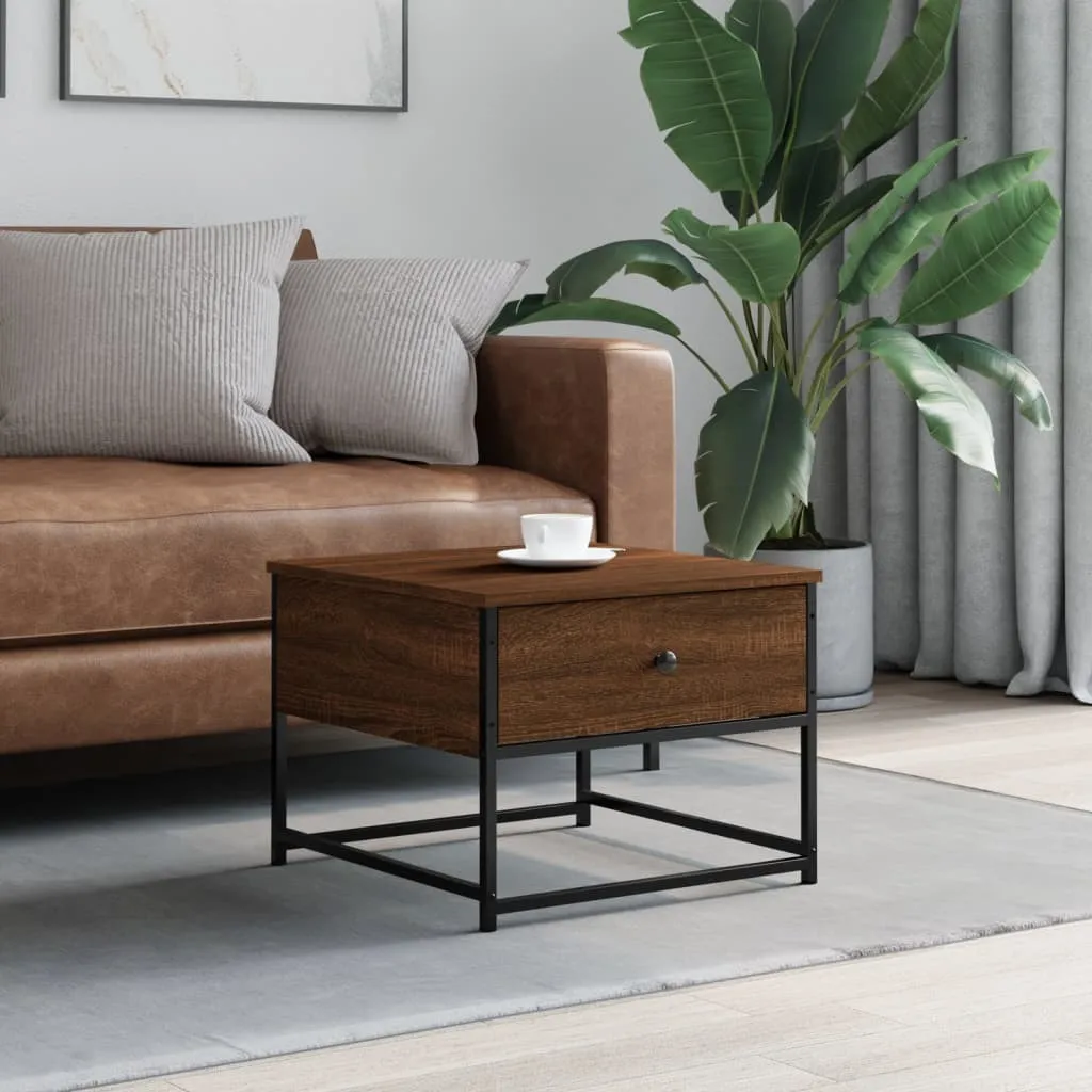 Tavolino Caffè 51x51 Rovere Marrone Design Moderno The Living Store - 2
