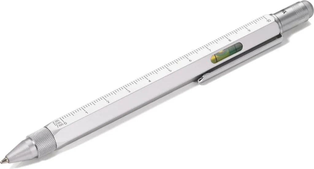 Stylo de chantier multitâche argenté pour architecte avec stylet pro