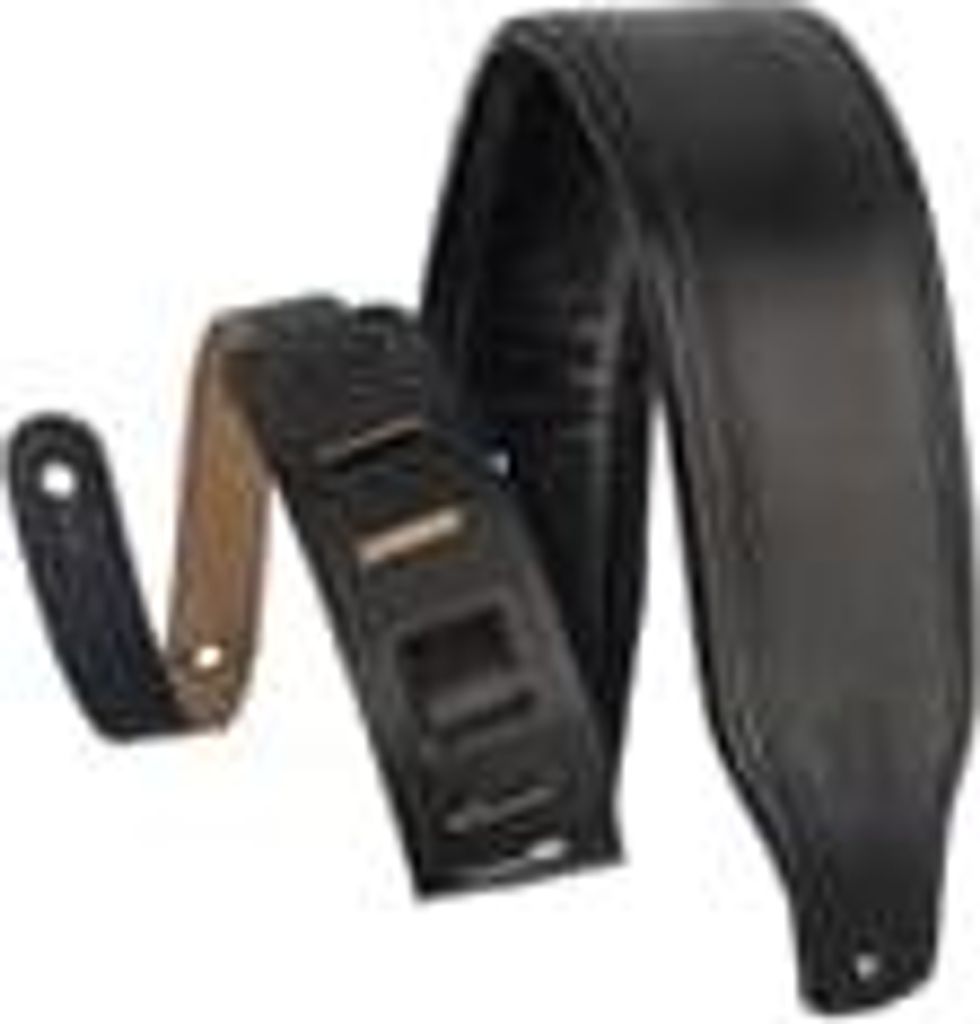 M26PD-BLK 3'' Top Grain Leather Guitar Strap