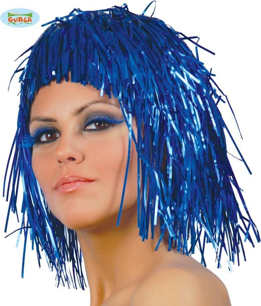 blaue Lametta Perücke für Damen Produktbild 