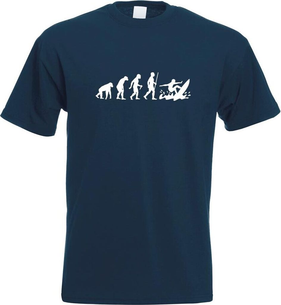 Kiwistar - T-Shirt - Navy - Surfen Wellen Evolution 3 Motiv Bedruckt Funshirt Design Print - mit Motiv Bedruckt - Funshirt Design - Sport - Freizei...