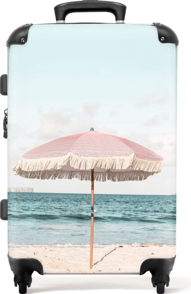 NoBoringSuitcases.com Großer Koffer - Sonnenschirm - Strand - Meer - Wolken - Kombinationsschloss TSA - Hartschalen Trolley 4 Rollen - 72 liter ...