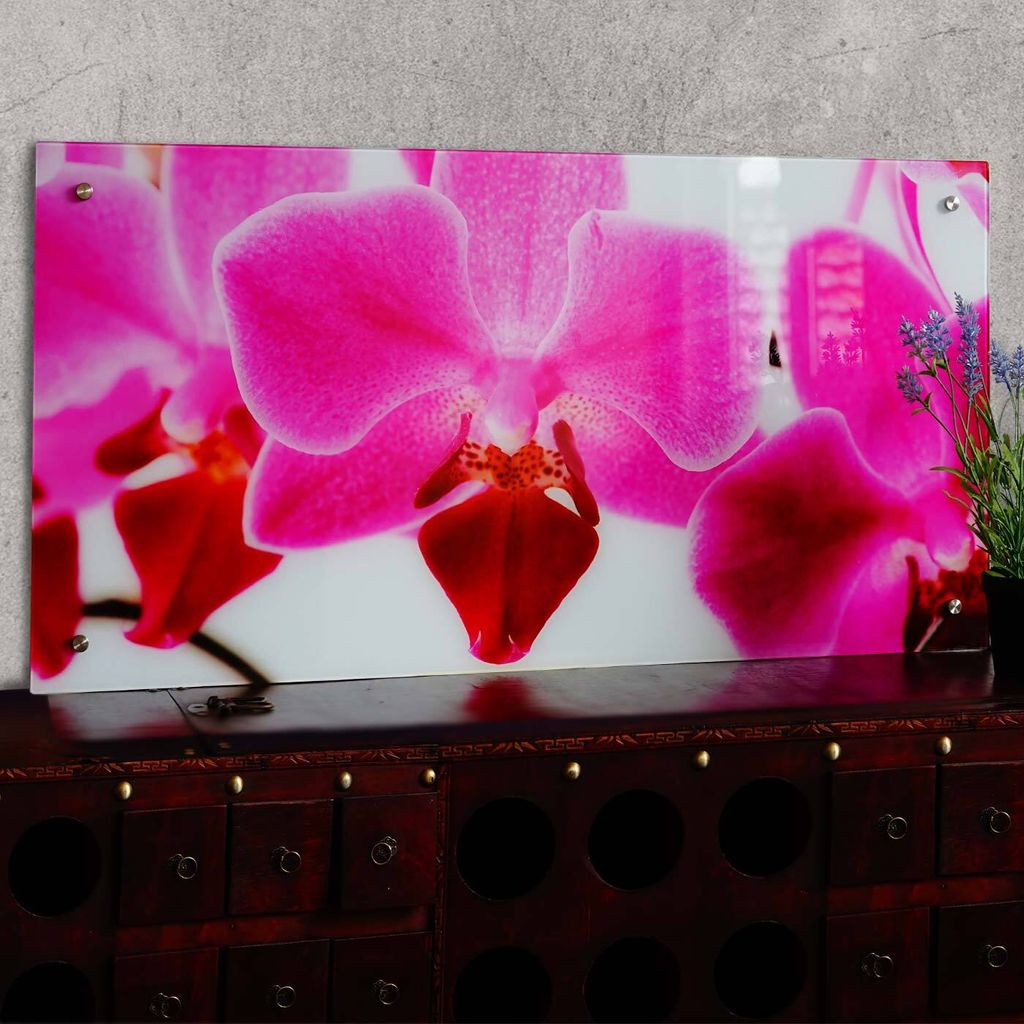 Glasbild T114, Wandbild Poster Motiv, 50x100cm Orchidee