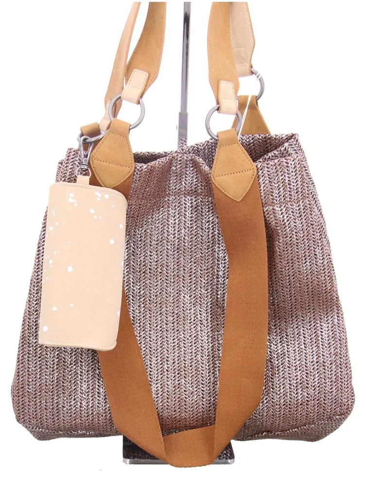 Sac cabas édition limitée effet paille tressée bronze Izzy Medium - 12