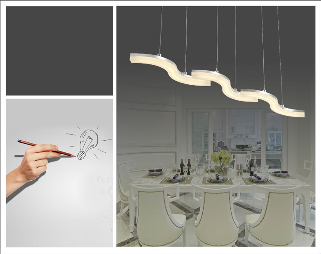 Y8008-B-3P LED Hängeleuchte in chrom, Schirm weiß satiniert, Länge 83cm Breite 10cm,Höhe 100cm 3000k warmweiß