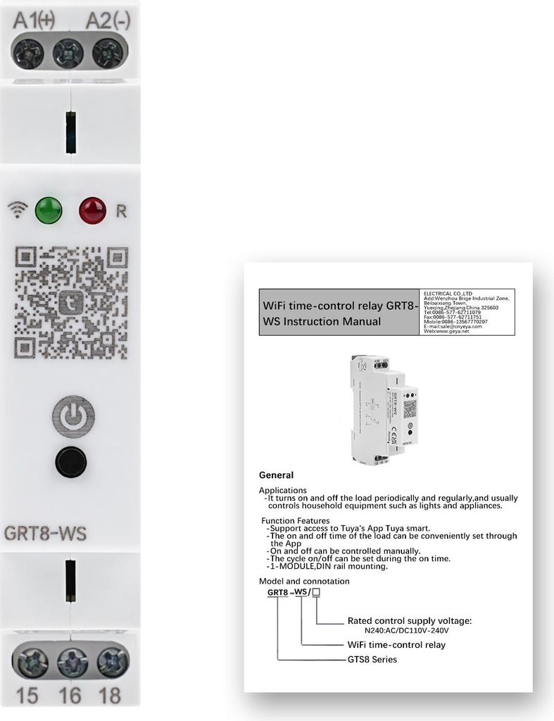 GRT8-WS TUYA WiFi Zeitschaltuhr Smart Home Fernbedienung Produktbild 