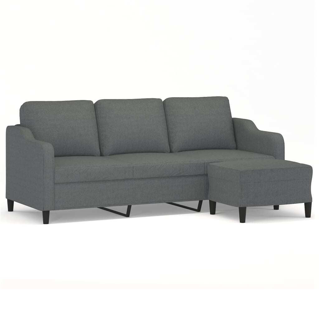 SYFAX 3-Sitzer-Sofa mit Hocker Dunkelgrau 180 cm Stoff