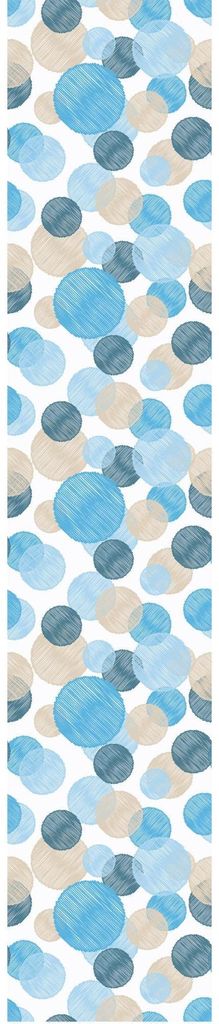 Vorgekleisterte Vliestapete – BOHO ETHNIC BLUE CIRCLES – 1 Rolle à 300 x 60 cm