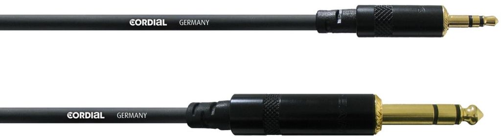 Cordial 3,5 mm stereo uros - 6,3 mm stereo uros -audiokaapeli, 1,5 m