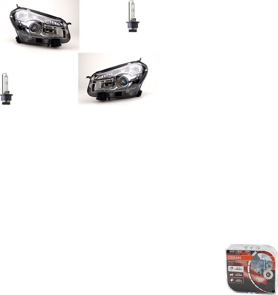 Johns, Scheinwerfer Osram Night Breaker Laser passend für Nissan Qashqai J10 m. Set L R 26060BR60A 26060BR60B 26060BR62A 26010BR60A 26010BR60B 260...