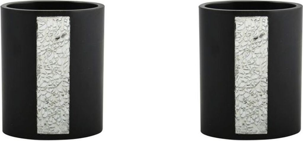 MSV Zahnputzbecher Zahnbürstenhalter Luanda 8,6 x 10,6 cm Schwarz 2 Stück