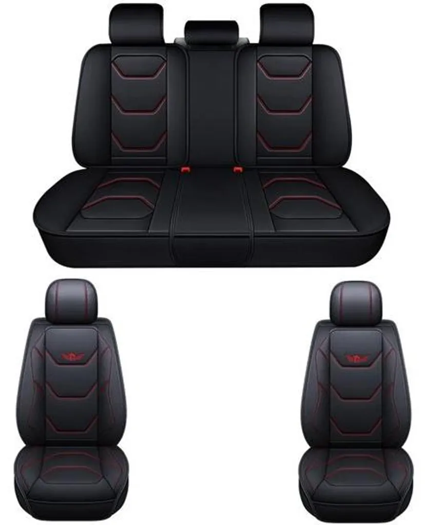 Housse de siège auto cuir PU noir et rouge contre l'usure et les taches