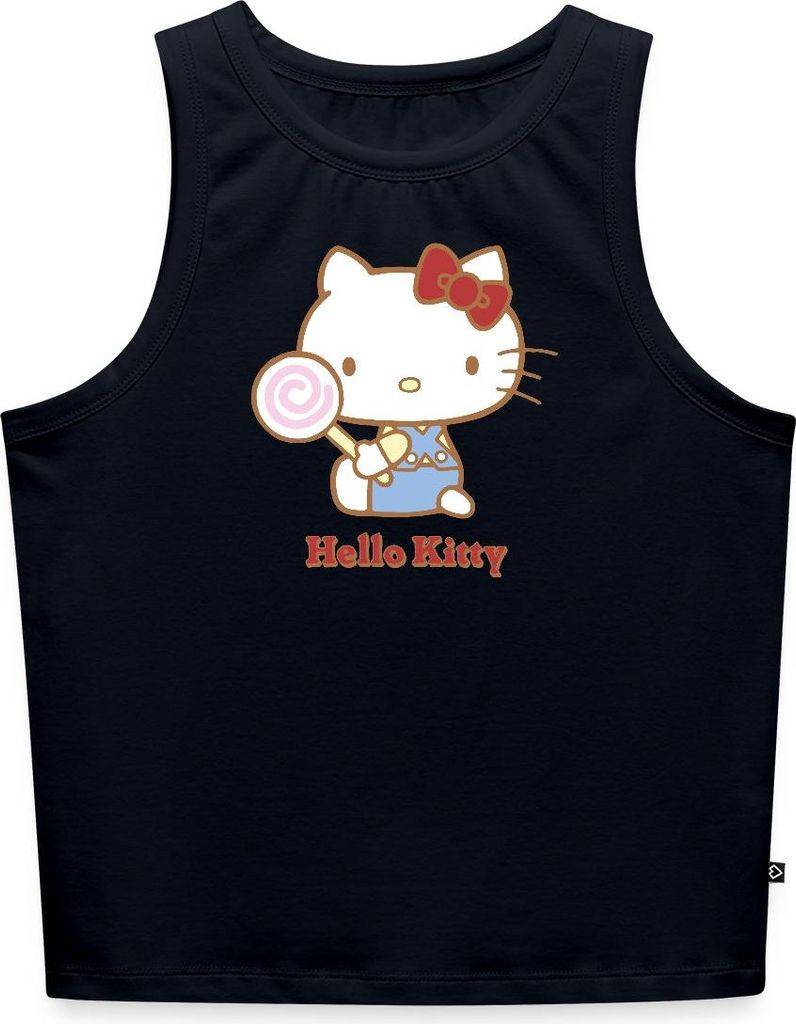 Spreadshirt Hello Kitty Mit Lollipop Frauen Cropped Tank Top, L, Navy