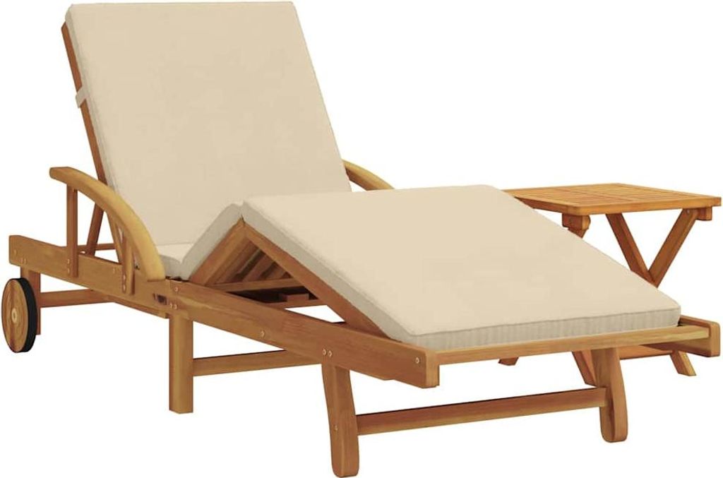 Sonnenliege 2 pcs Beige 200 x 67 x 84 cm Massivholz Akazie