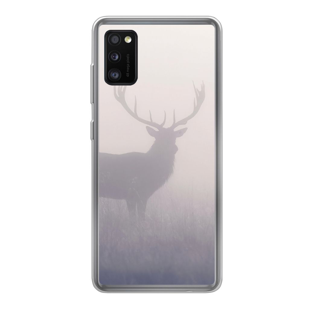 MuchoWow Handyhülle Schutzhülle Hülle für Samsung Galaxy A41 Hirsche - Nebel - Morgen Silikon Softcase Handy Hülle - Mobiltelefon