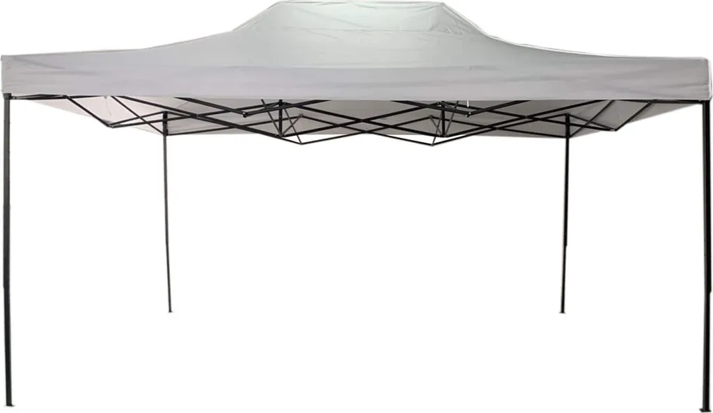 Pavillon de jardin métal et polyester 3x4,5 m blanc haute résistance