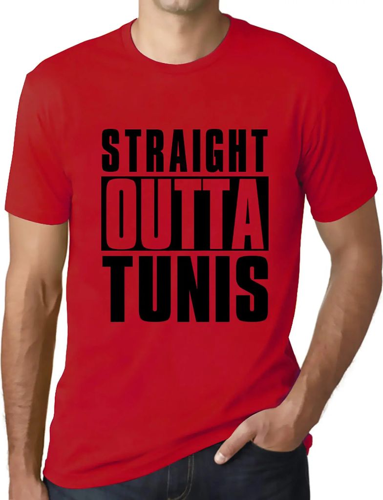 Herren Grafik T-Shirt Straight Outta Tunis Öko-Verantwortlich Vintage Jahrgang Kurzarm Lustige Druck Geburtstag Geschenk Mann