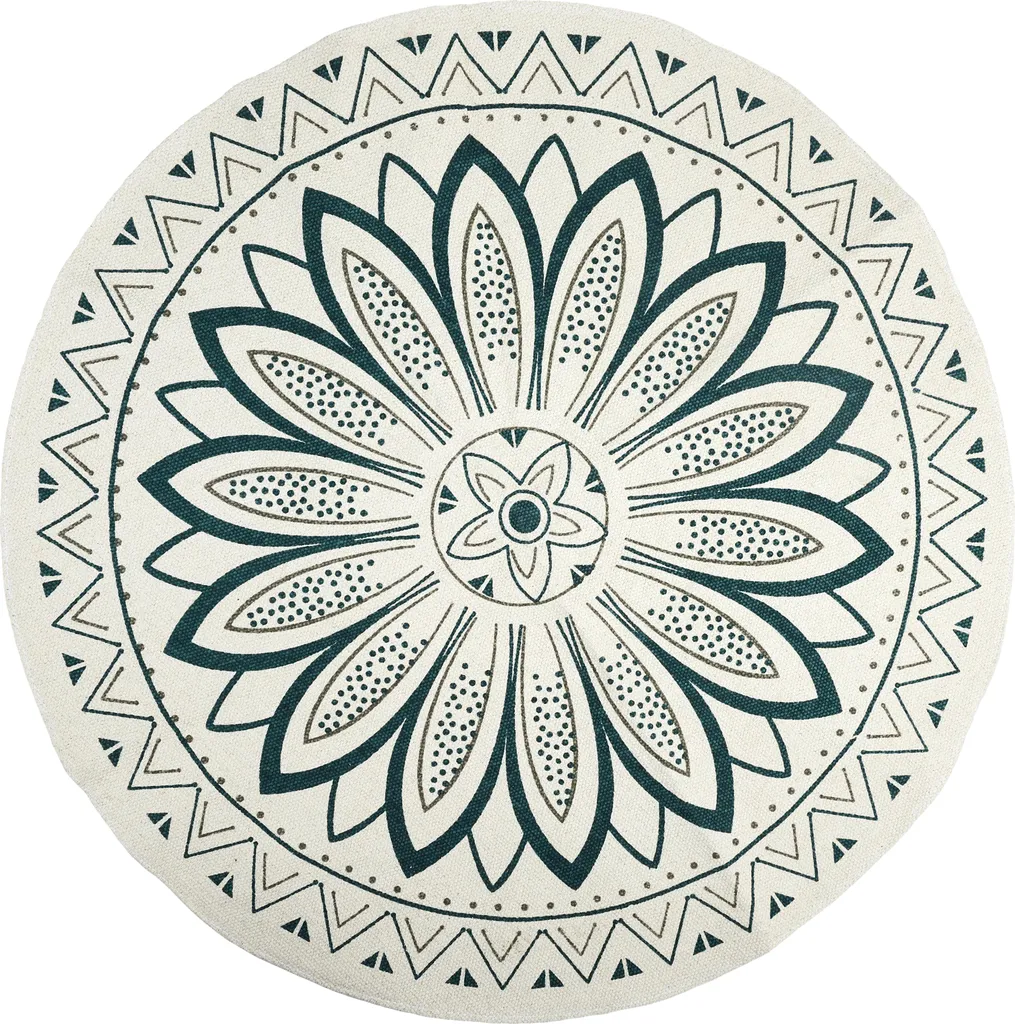 Tapis de Chambre Rond Mandala Vert 90cm - Créer un Coin Zen Lecture