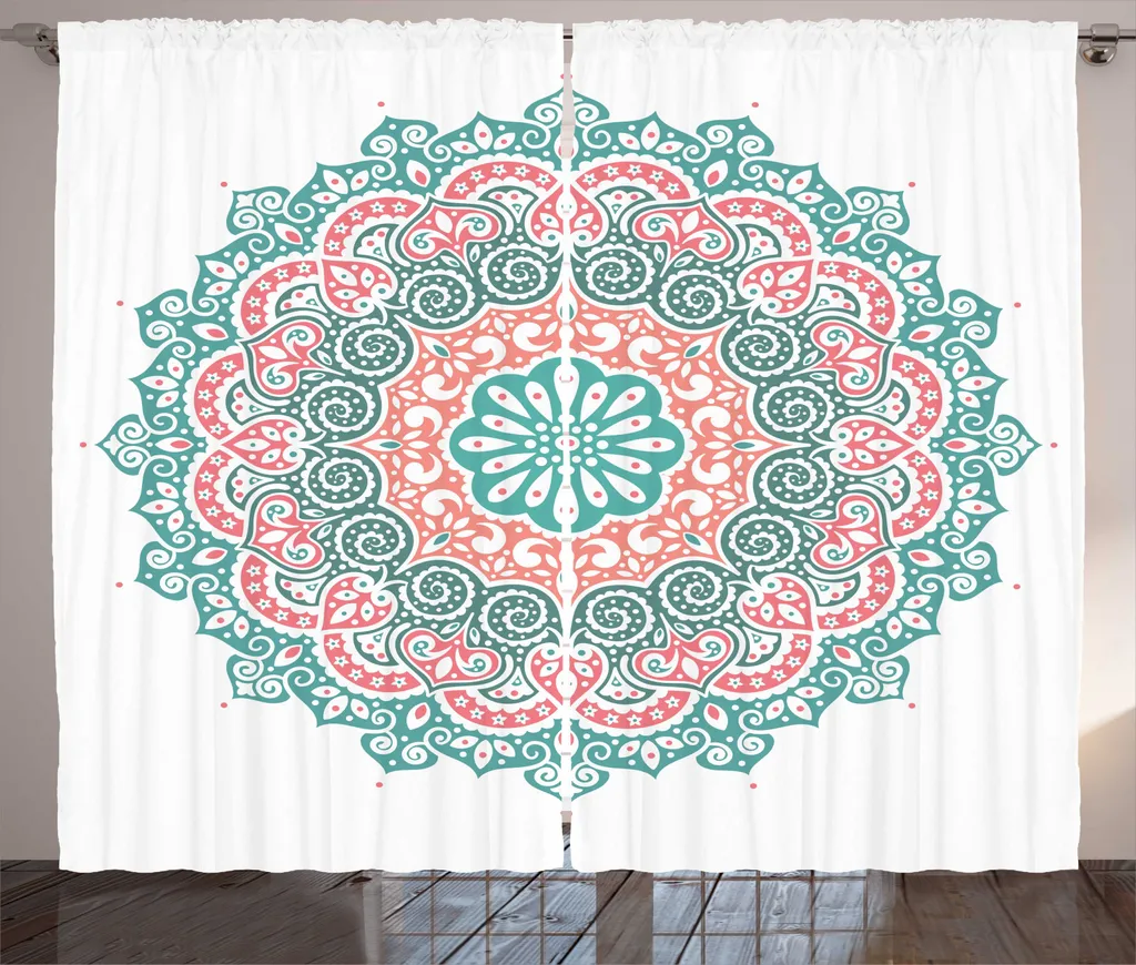 Rideaux Universels de Salon Style Médaillon avec Crochets 280x225cm