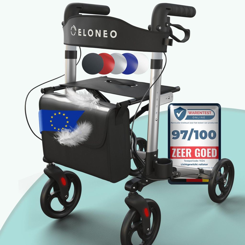 ELONEO inklapbare en lichte rollator met zitplaats, Productafbeelding 