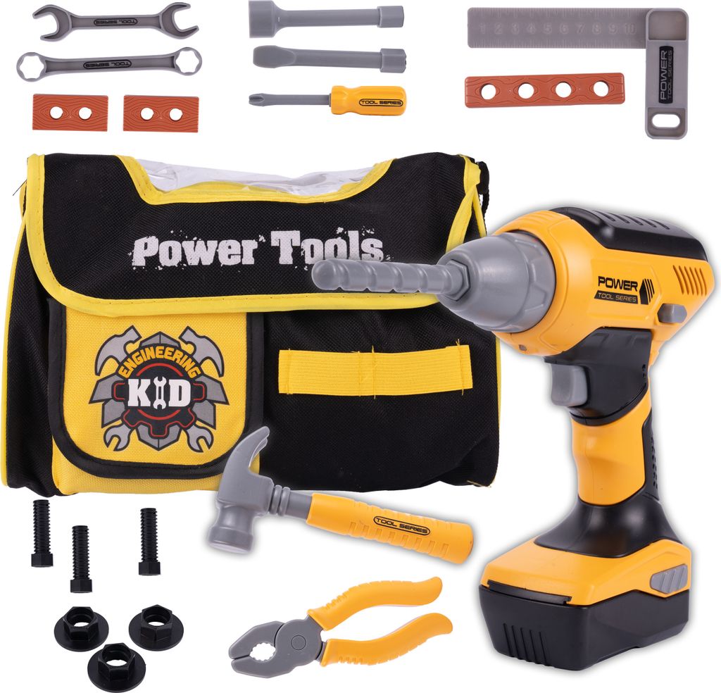 MalPlay Kinder Werkzeug Set Bohrer Hammer Werkzeugtasche Für Kinder Hüfttasche Kinderwerkzeug Rollenspiele