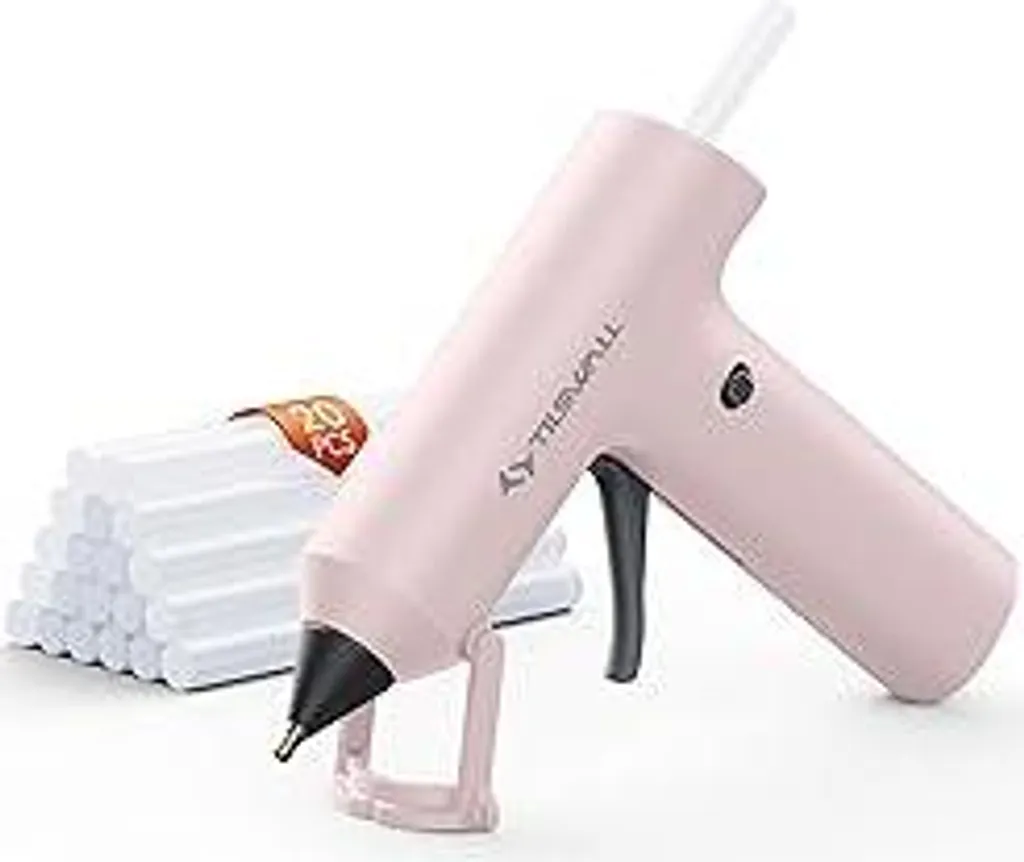 Mini Pistola Colla a Caldo Senza Fili Rosa con 20 Stick 7x140mm