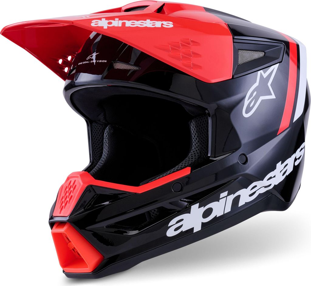 Helm S-M3 RADIUM, ALPINESTARS (schwarz/fluoreszierend rot/weiß, Größe 2XL)
