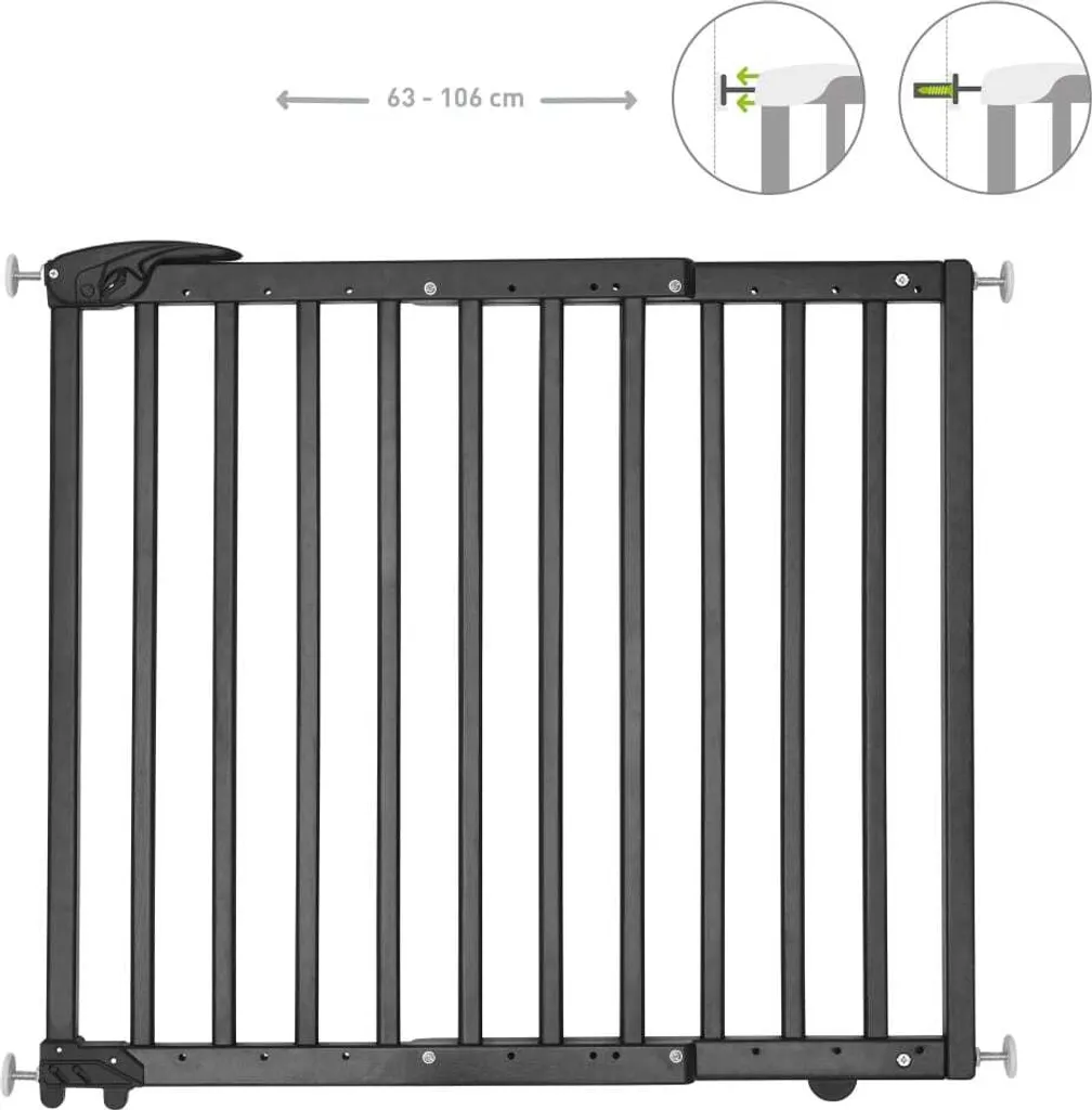Barrière de Sécurité Enfant Extensible Noire Fixation Pression et Vis - 8