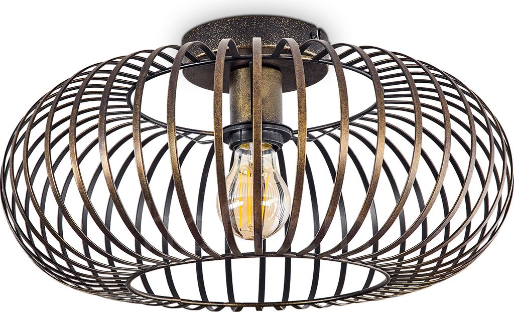 Aidone »Aidone« runde Deckenlampe aus Metall in Goldfarben-antik/Schwarz