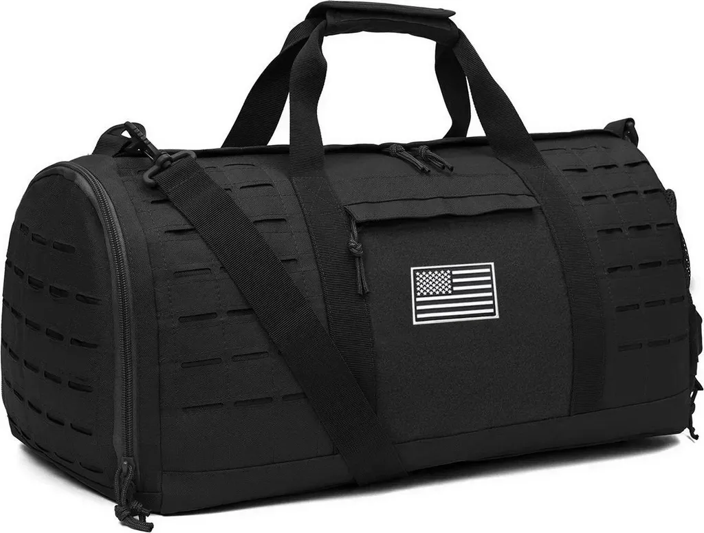 Sac à dos tactique 40L noir militaire avec revêtement hydrofuge