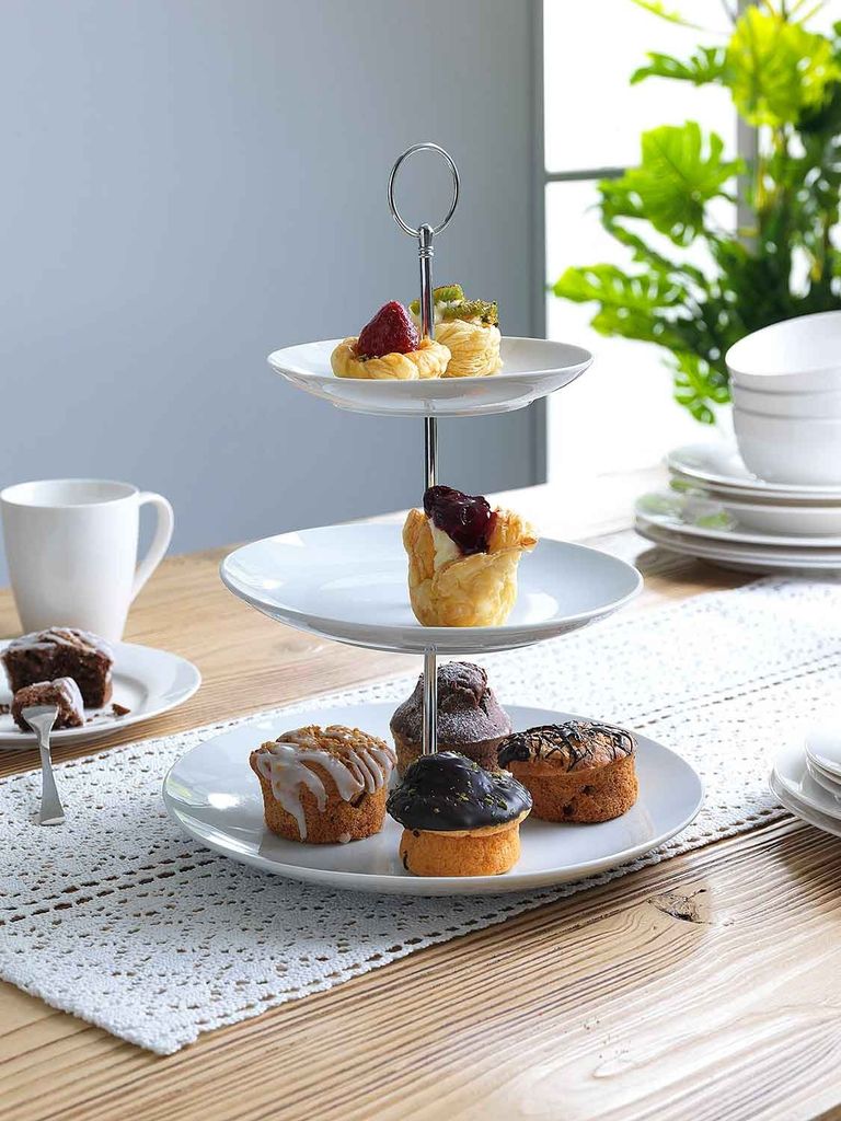 Etagere - H 37 cm - 3 Etagen - Weiß