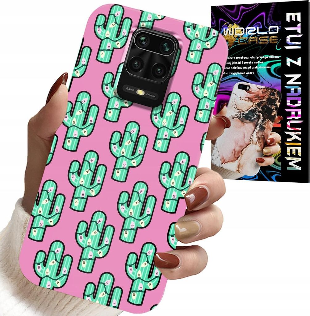 Hülle Für Xiaomi Note 9 Pro / 9S - Kaktus, Kaktus Auf Rosa Hintergrund + Folie