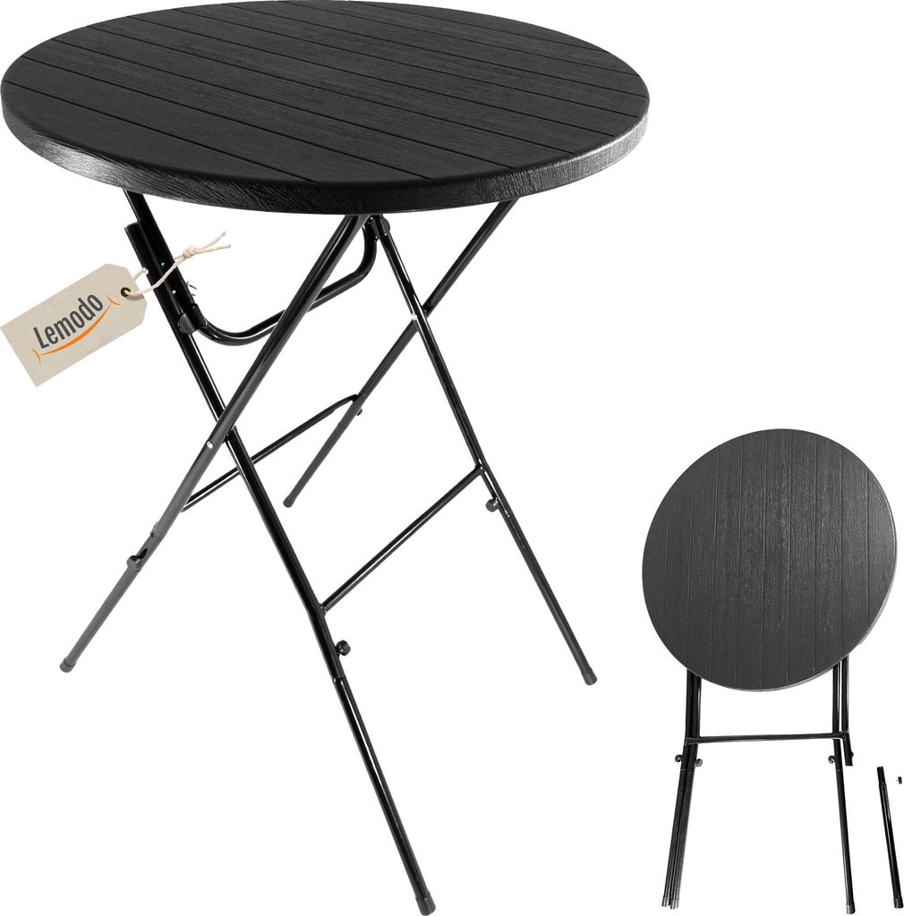 Stehtisch klappbar 80x110 cm schwarz Holz-Optik, Kunststofftischplatte