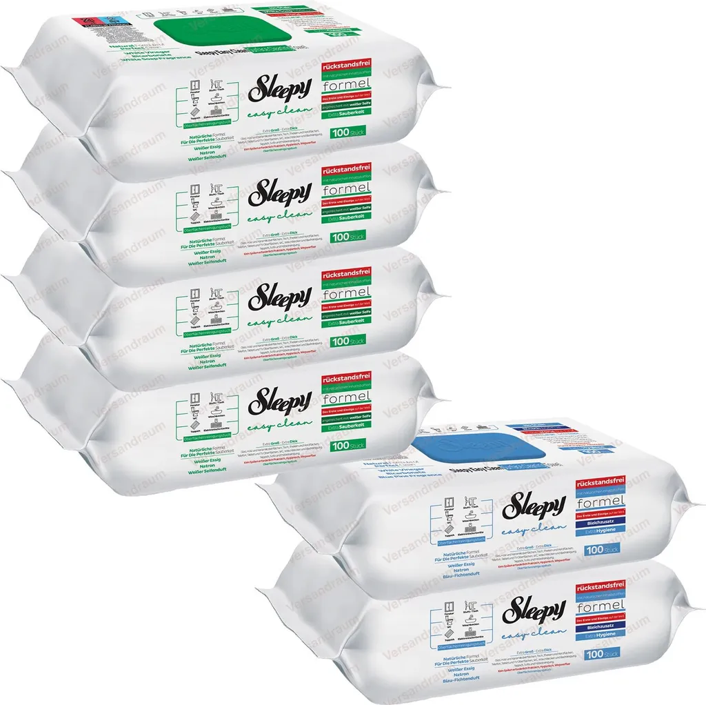 Pacco Scorta Sleepy Easy Clean: 4 Salviette Verdi + 2 Blu XL