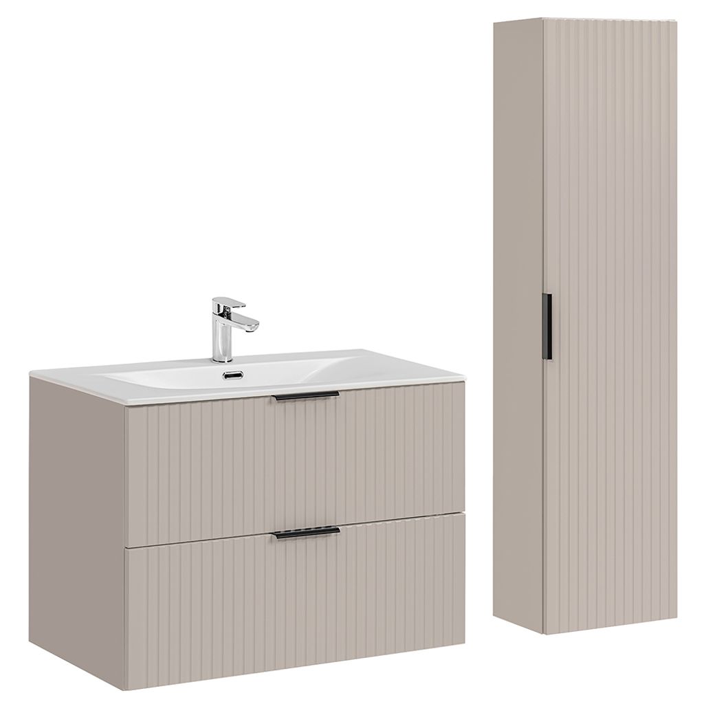 Badmöbel Set mit 80cm Waschtisch, 2-teilig, in kaschmir, ADELAIDE-56-CASHMERE