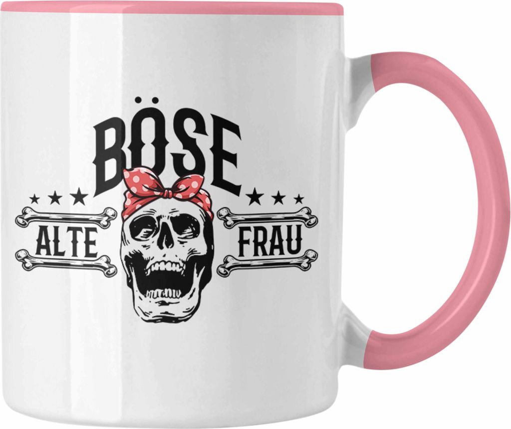 Trendation - Lustige Tasse Geschenk für Böse Alte Frau Rock Biker (Rosa)