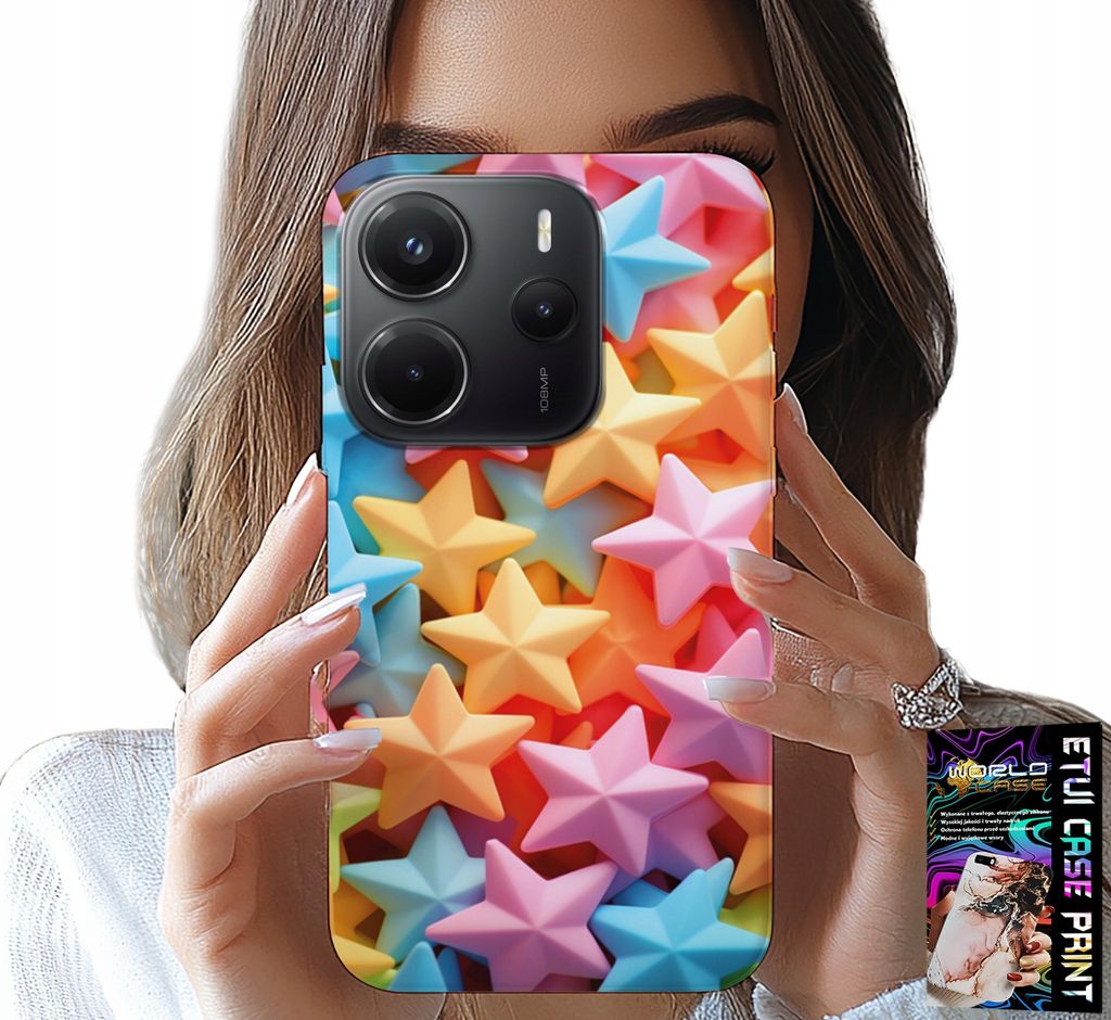 Hülle Für Xiaomi Note 14 4G - Farbige Sterne Sternhülle + Folie