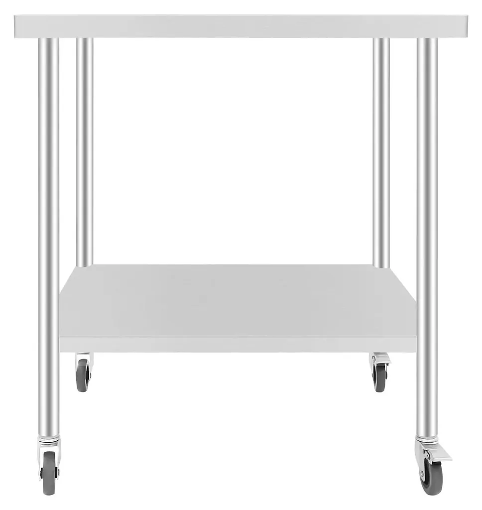 Table de travail en acier inoxydable 201 avec roulettes - 76x60x85 cm