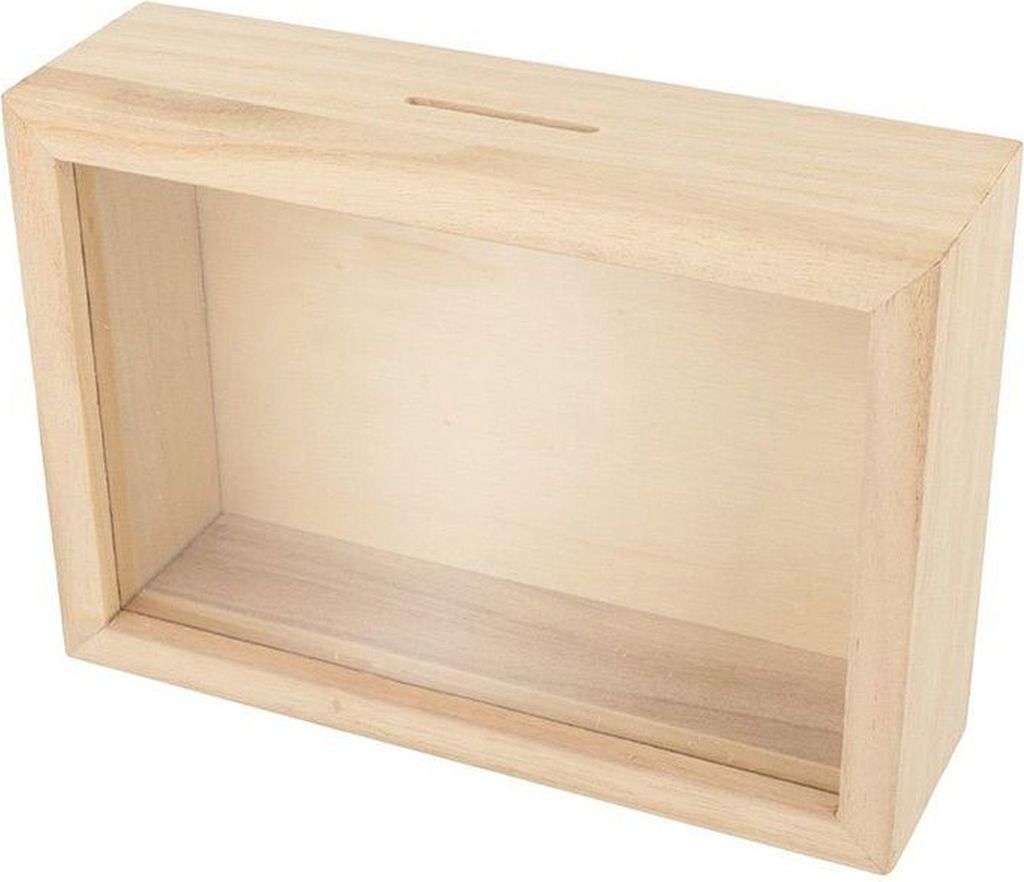 8 Sparschweine in Holzrahmen zum Gestalten 12 x 17 cm