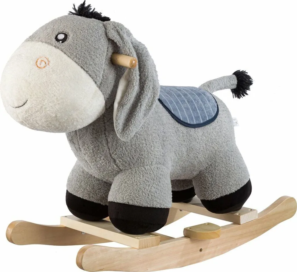 Âne à Bascule Cabino en Peluche Grise - Jouet d'Éveil Premier Âge